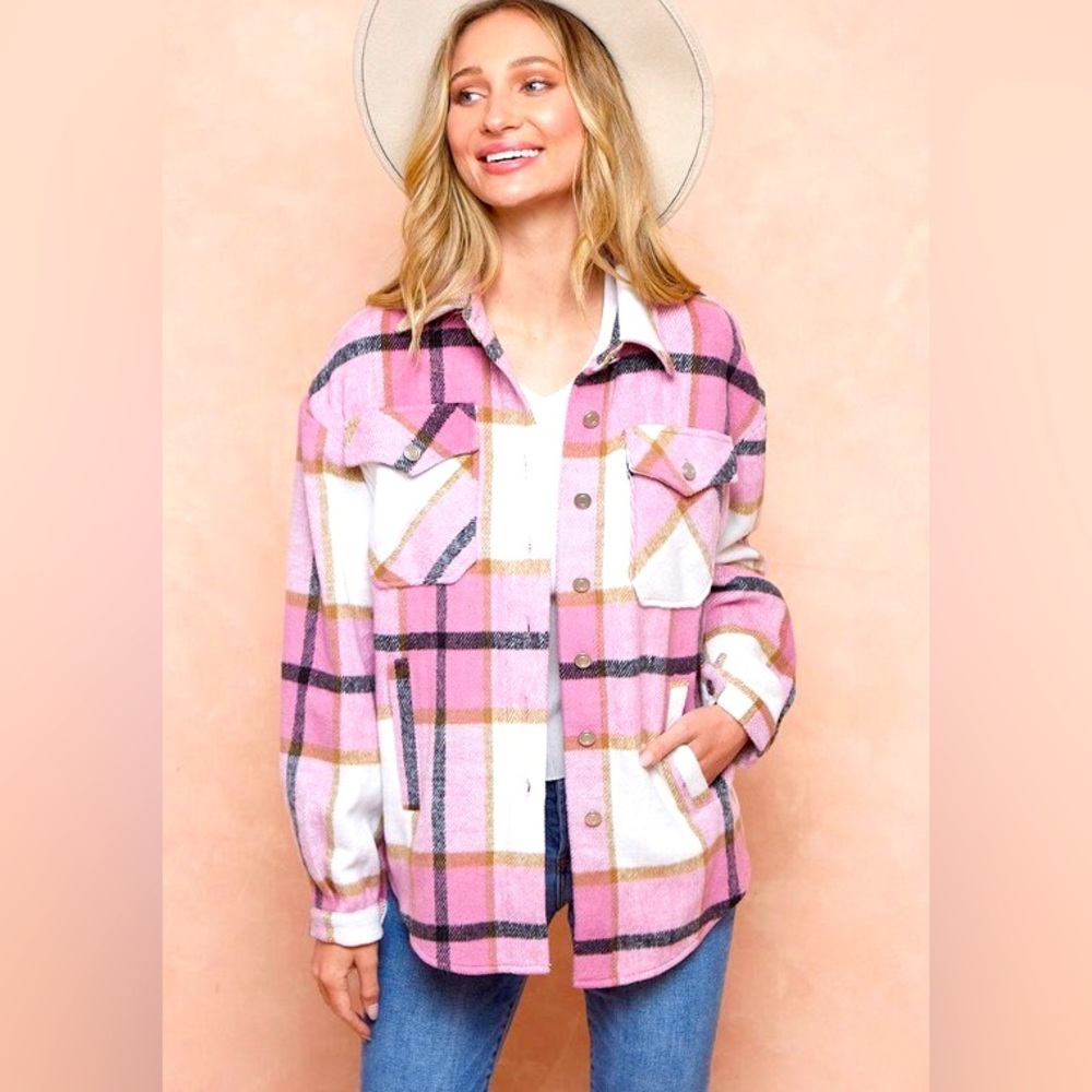 Pink plaid shirt/jacket